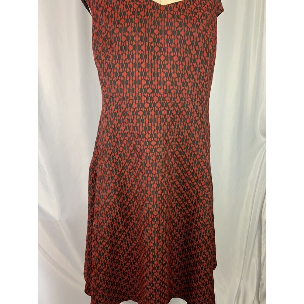 Size 20 Eloquii Midi Red Black Sleeveless Fit Flare Dress Plus Size - Picture 5 of 9
